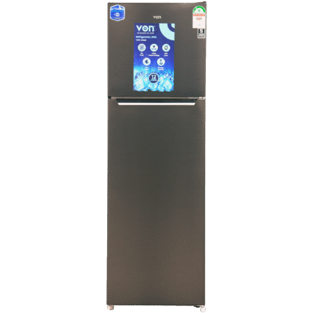 Von 255L Double Door Fridge Silver VART-37NMS